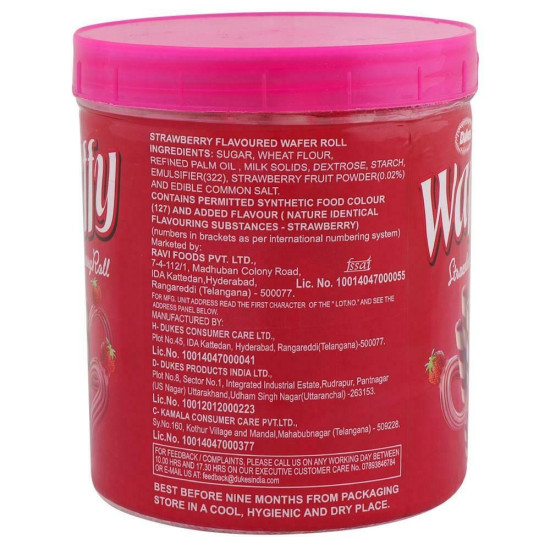 Dukes Waffy Strawberry Wafer Rolls 250 G