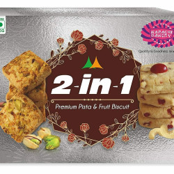 Karachi Bakery Gift Pack 2 In 1 Fruit Biscuits & Premium Pista Biscuits 800G ( 400 Grams X 2 Packs )