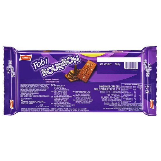 Parle Fab! Bourbon Chocolate Flavored Sandwich Biscuits 500 G