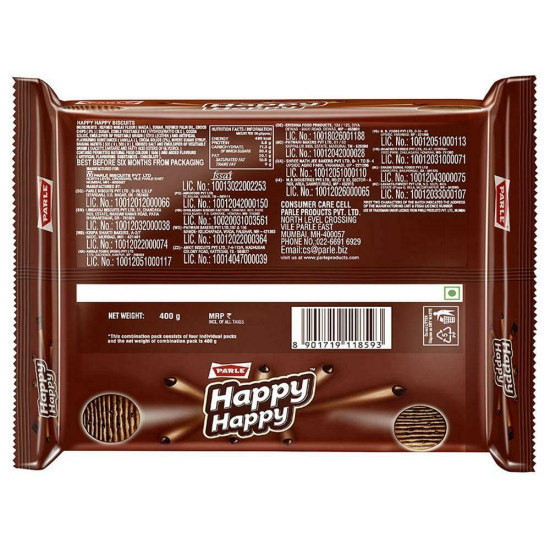 Parle Happy Happy Choco-Chip Cookies 400 G