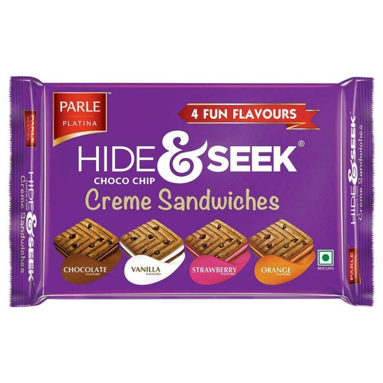 Parle Hide & Seek 4 Fun Flavours Choco Chip Creme Sandwich Biscuits 400 G