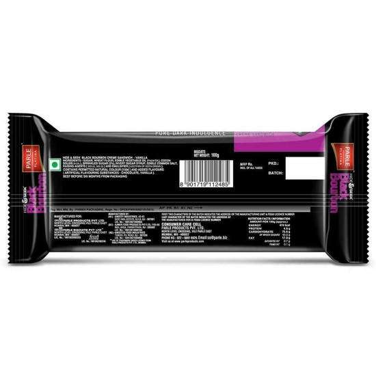 Parle Hide & Seek Black Bourbon Vanilla Cream Biscuits 100 G