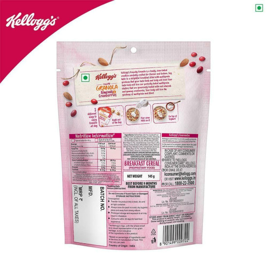 Kellogg's Almonds & Cranberries Crunchy Granola 145 G