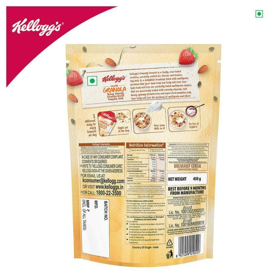 Kellogg's Crunchy Granola With Honey, Almonds, Strawberries & Pumpkin Seeds 450 G