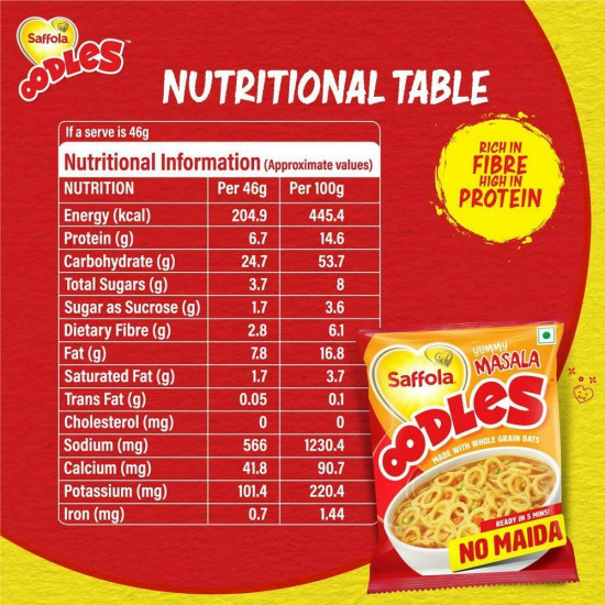 Saffola Oodles Yummy Masala Noodles 46 G