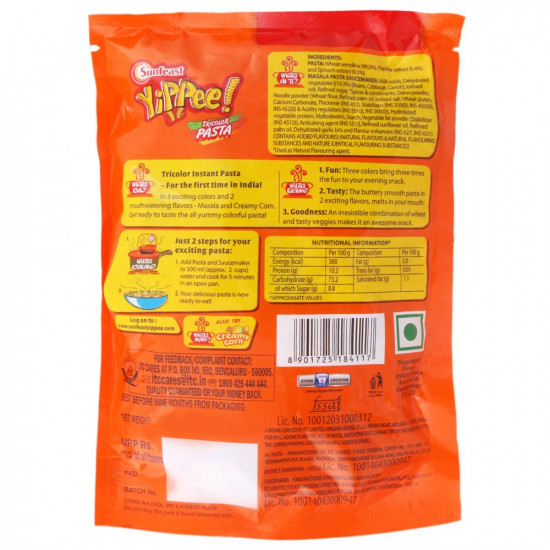 Sunfeast Yippee Masala Instant Tricolor Pasta 65 G