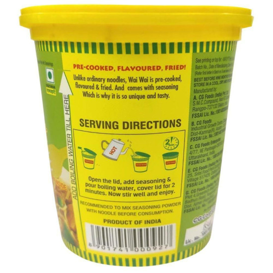 Wai Wai Veg Masala Cup Noodles 75 G