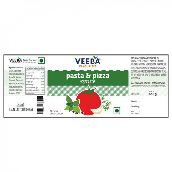 Veeba Pasta & Pizza Sauce 525 G