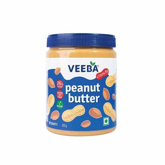 Veeba Peanut Butter Crunchy| Transfat Free| Vegan| 26% Protein| 925 Gm Jar