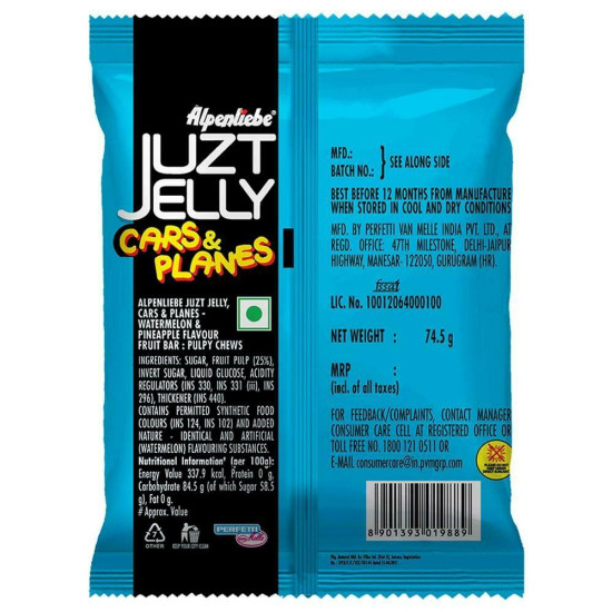 Alpenlibe Juzt Jelly Pineapple Watermenlon Cars & Planes 74.5 G