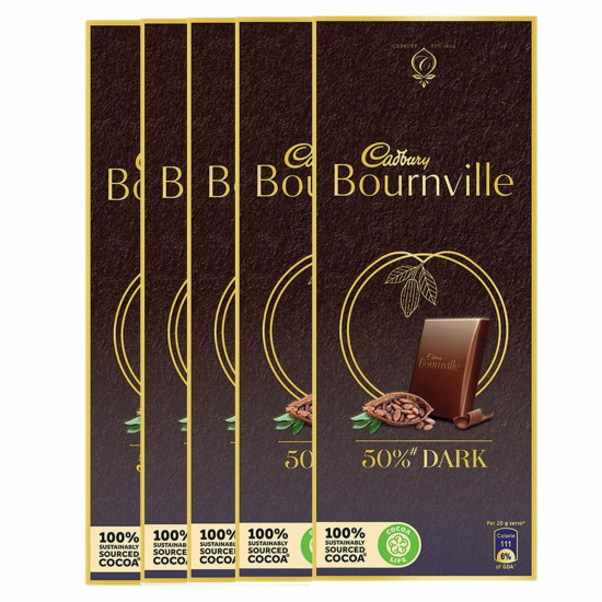 Cadbury Bournville Rich Cocoa 50% Dark Chocolate Bar, 80 Gm (Pack Of 5)