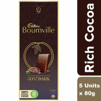 Cadbury Bournville Rich Cocoa 50% Dark Chocolate Bar, 80 Gm (Pack Of 5)