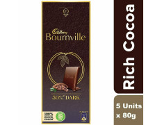 Cadbury Bournville Rich Cocoa 50% Dark Chocolate Bar, 80 Gm (Pack Of 5)