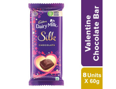Cadbury Dairy Milk Silk Plain Valentine Chocolate, Bar 60G (Pack Of 8)