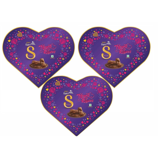 Cadbury Dairy Milk Silk Valentine Hearts And Roses Valentine Heart Shaped Chocolate Box Bars (153 G) Pack Of 3