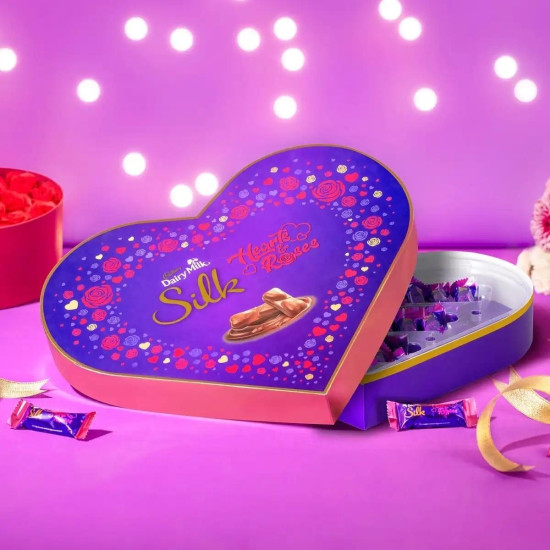 Cadbury Dairy Milk Silk Valentine Hearts And Roses Valentine Heart Shaped Chocolate Box Bars (153 G) Pack Of 3