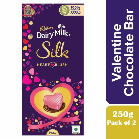 Cadbury Dairy Milk Silk Valentine's Heart Blush Bar, 250G (Pack Of 2)