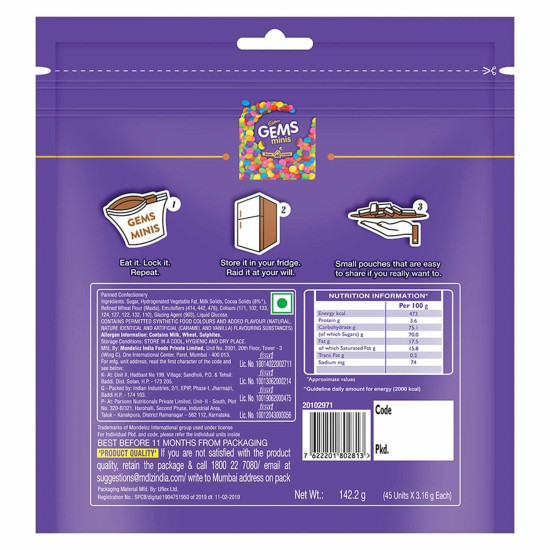 Cadbury Gems Home Treats Birthday Pack, 5 X 142.2 G