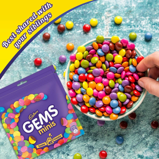 Cadbury Gems Home Treats Birthday Pack, 5 X 142.2 G