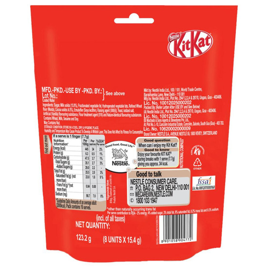 Kitkat Chocolate Share Bag 123.2 G (Pack Of 8)