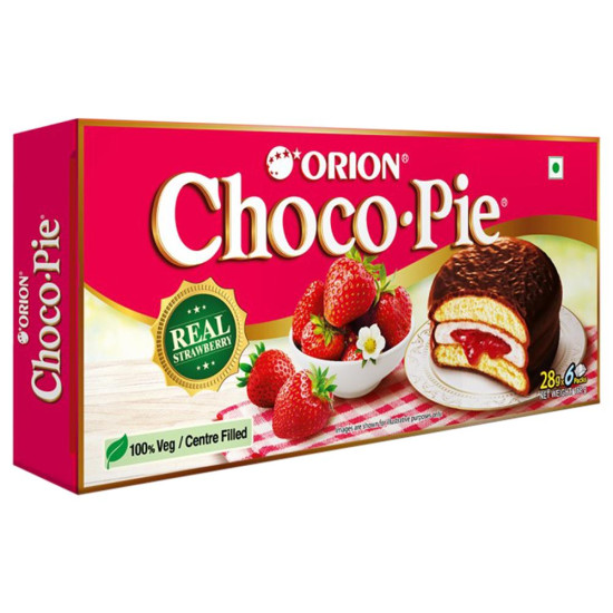 Orion Real Strawberry Centre Filled Choco-Pie 28 G (6 Pcs)