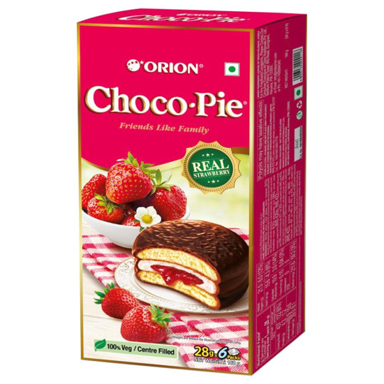 Orion Real Strawberry Centre Filled Choco-Pie 28 G (6 Pcs)