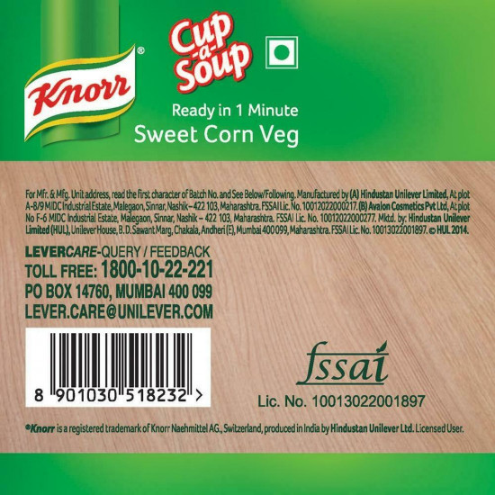 Knorr Sweet Corn Veg Instant Cup-A-Soup 9.5 G