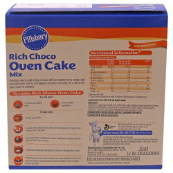 Pillsburry Eggless Rich Choco Oven Cake Mix 270 G - Delicious Egg-Free Chocolate Cake