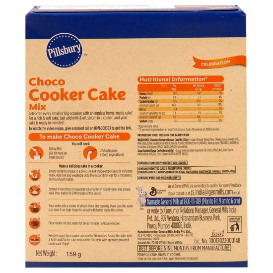 Pillsbury Eggless Choco Cooker Cake Mix 159 G