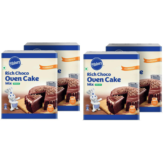 Pillsbury Oven Cake Mix, Rich Choco- Eggless, (Pack Of 4 - 270 Gm Each)