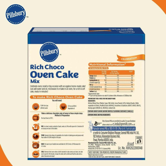 Pillsbury Oven Cake Mix, Rich Choco, (Pack Of 4 - 285 Gm Each)