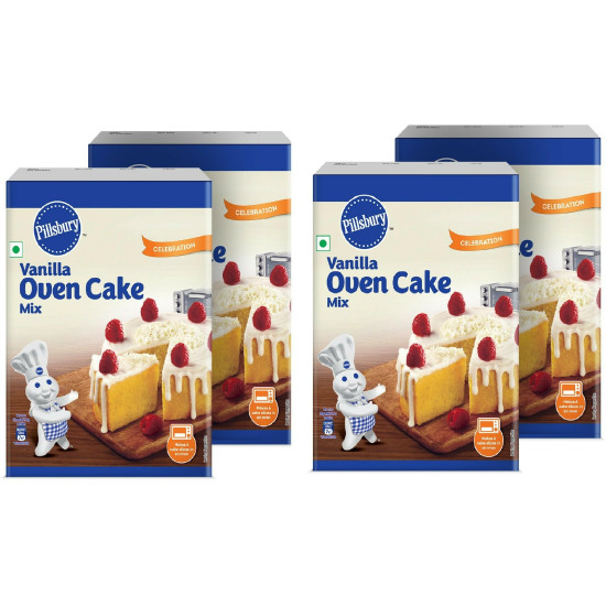 Pillsbury Oven Cake Mix, Vanilla, (Pack Of 4 - 225 Gm Each)