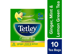 Tetley Ginger Mint And Lemon Green Tea Bags 10 Pcs