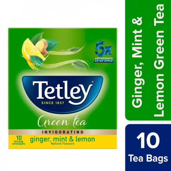 Tetley Ginger Mint And Lemon Green Tea Bags 10 Pcs