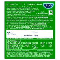 Tetley Ginger Mint And Lemon Green Tea Bags 10 Pcs