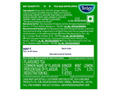 Tetley Ginger Mint And Lemon Green Tea Bags 10 Pcs