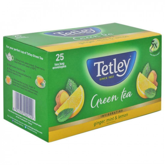 Tetley Ginger Mint And Lemon Green Tea Bags 25 Pcs