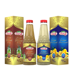 Natural Jai Guruji Masala Shikanji & Lemon Fruit Syrup (Pack Of 2) - Refreshing Summer Drink