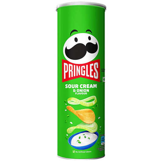 Pringles Potato Chips - Sour Cream & Onion Flavour, Crunchy & Crispy 107 g