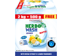 Patanjali Herbo Wash Advance Matic Detergent Powder 2kg Free 500g 2.5 kg