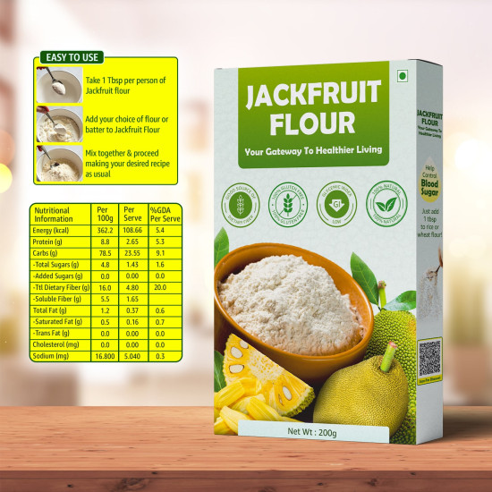 Jackfruit Flour – 100% Natural, Gluten-Free, Vegan Superfood – Ideal for Keto, Low-Carb & Diabetic Diets – 200g