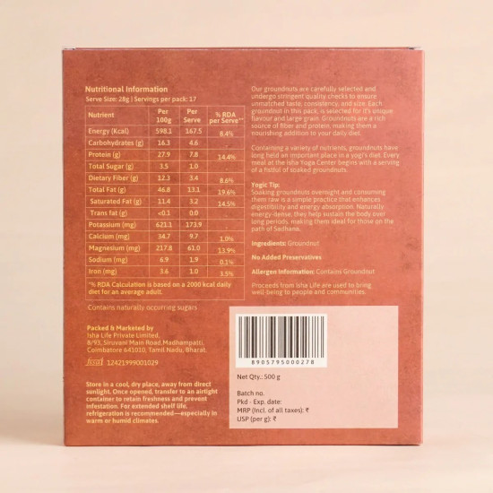 Isha Life Groundnut (Peanut) Yogic Superfood 500g Natural Plant Protein & Energy-Rich Snack