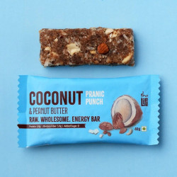 Isha Life Roasted Coconut with Peanut Butter Energy Bar 40gm Natural Snack Bar Made with Dates, Cashew & Almond