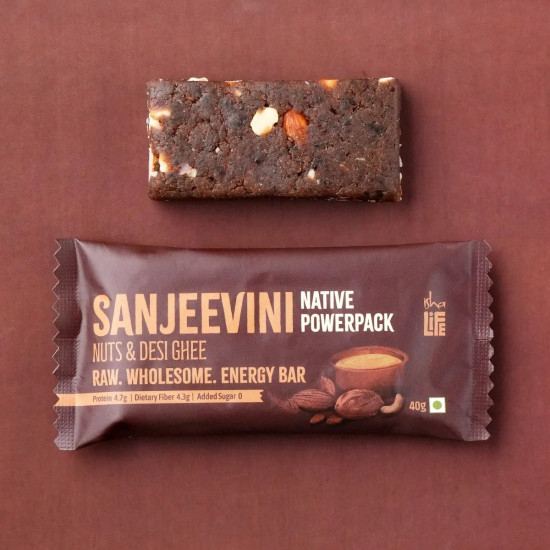 Isha Life Sanjeevini with Peanut Butter Energy Bar 40gm | Ayurvedic Superfood Snack | Natural Protein Bar for Energy & Vitality