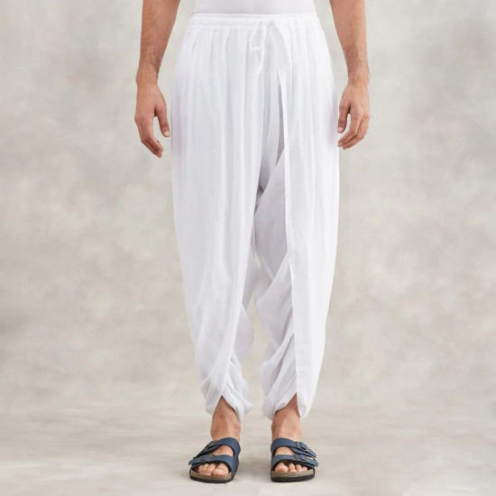 Isha Life Men’s Dhoti Pants (White) | 100% Organic Cotton Comfort Fit | Traditional Indian Panchakacham
