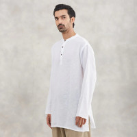 Isha Life Men’s Cotton Linen Kurta – Solid White, Full Sleeves | Organic Indian Wear Isha Life Men’s Cotton Linen Kurta – Solid White, Full Sleeves | Organic Indian Wear