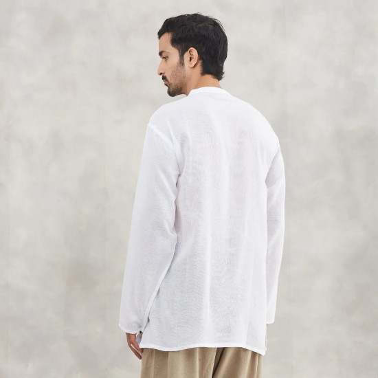 Isha Life Men’s Cotton Linen Kurta – Solid White, Full Sleeves | Organic Indian Wear Isha Life Men’s Cotton Linen Kurta – Solid White, Full Sleeves | Organic Indian Wear