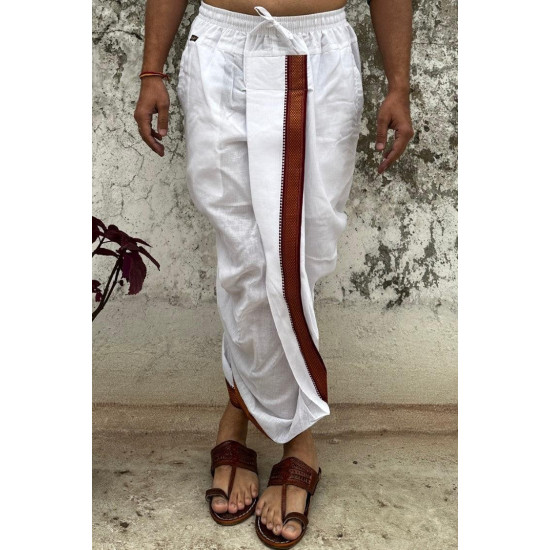 Vidyarthi Pure Cotton Readymade Dhoti with Two Zipper Pockets – Traditional Indian Men’s Wear Vidyarthi Pure Cotton Readymade Dhoti with Two Zipper Pockets – Traditional Indian Men’s Wear