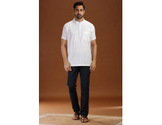 Vidyarthi White Handloom Cotton Short Kurta Half Sleeves for Men Shop From India Get It Across The World
