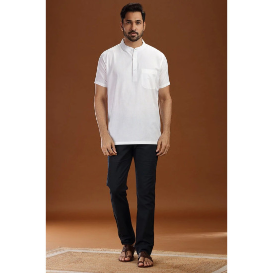 Vidyarthi White Handloom Cotton Short Kurta Half Sleeves for Men Shop From India Get It Across The World Vidyarthi White Handloom Cotton Short Kurta Half Sleeves for Men Shop From India Get It Across The World